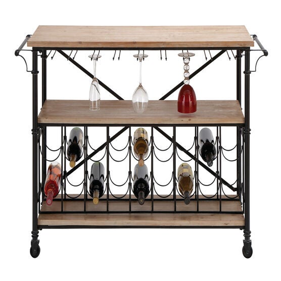Natural Brown Industrial Metal Wine Storage, 31 x 48, CLEAR, hi-res image number null