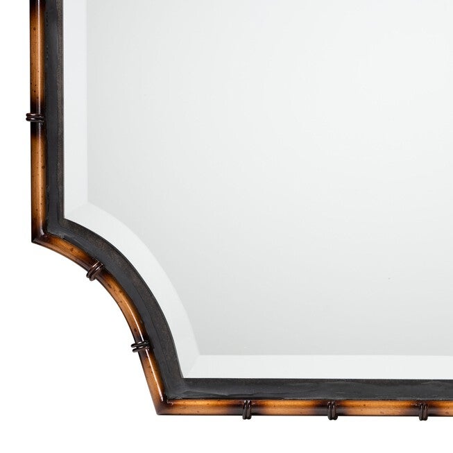 Lieven Rustic Glam And Luxe Two-Tone Light Brown And Black Finished Metal Accent Wall Mirror, , on-hover image number null