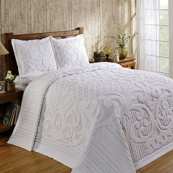 Ashton Collection Tufted Chenille Bedspread , WHITE, hi-res image number null