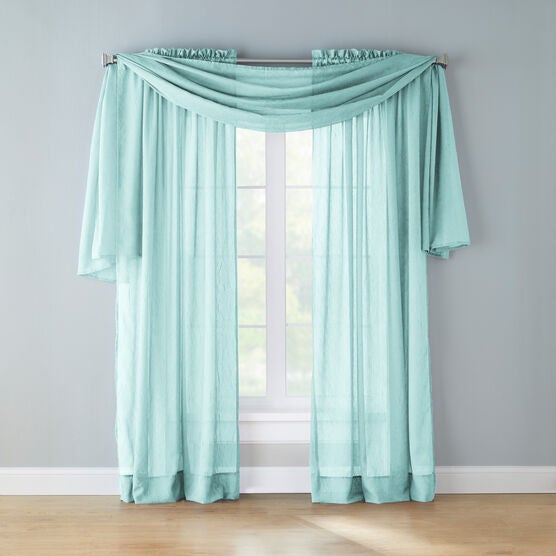 BH Studio Crushed Voile Scarf Valance, AQUA BLUE, hi-res image number null