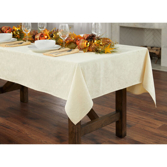Damask 60" x 144" Tablecloth, IVORY, hi-res image number null