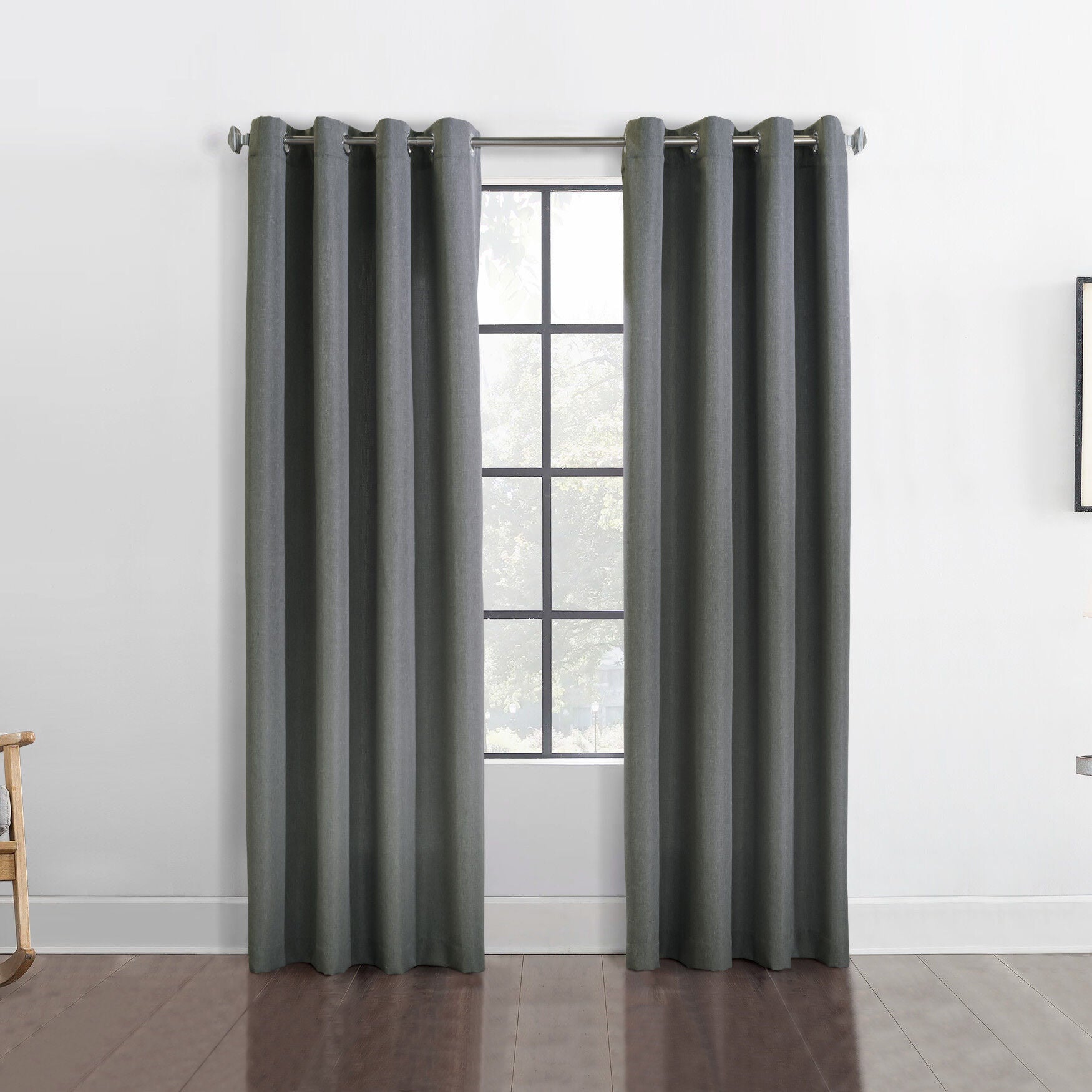 Margaret Light Filtering Grommet Curtain Panel, CHARCOAL, hi-res image number 0