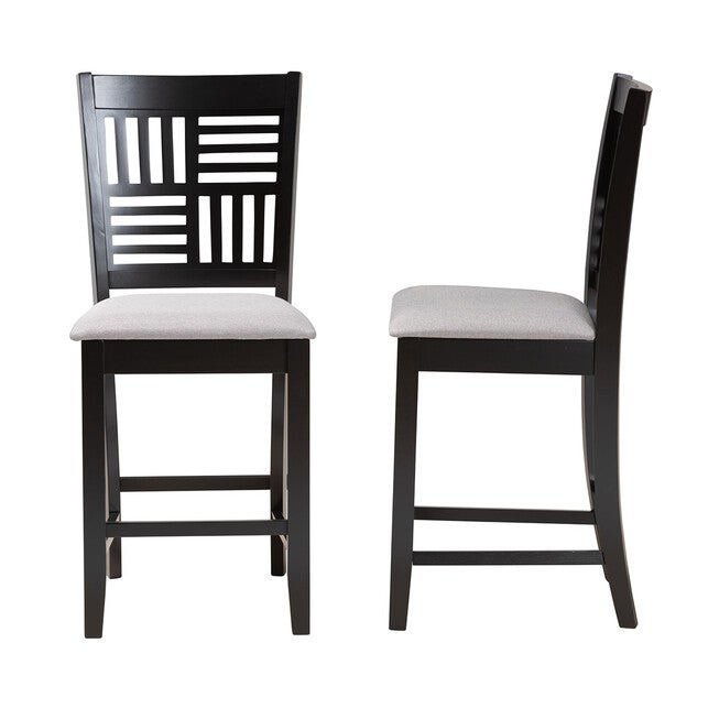 Deanna Modern Beige Fabric And Dark Brown Finished Wood 2-Piece Counter Stool Set, , alternate image number null