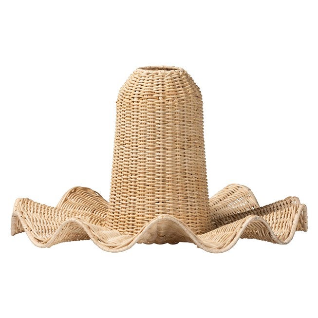 Lavada Bohemian Natural Scalloped Rattan Pendant Lampshade, NATURAL, alternate image number null