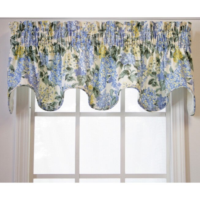 Hydrangea Lined Scallop Valance, BLUE, hi-res image number 0