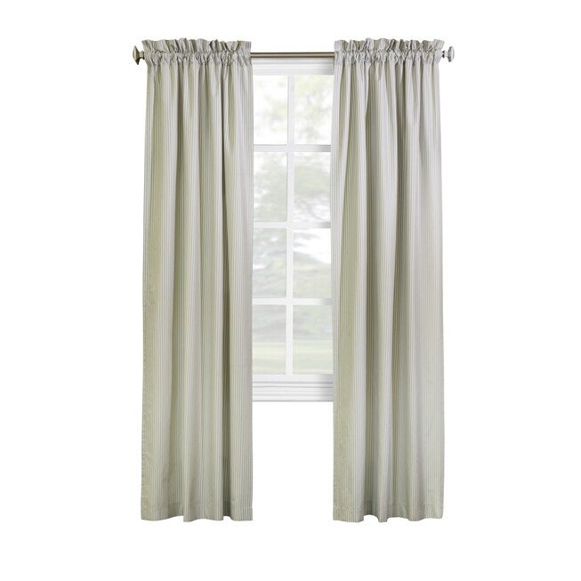 Ticking Stripe Room Darkening Pole Top Curtain Panel Pair, , alternate image number 11