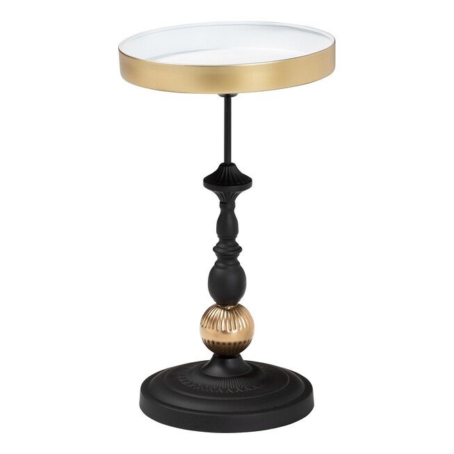 Javion Modern Glam Round Accent Side Table, BLACK, alternate image number null