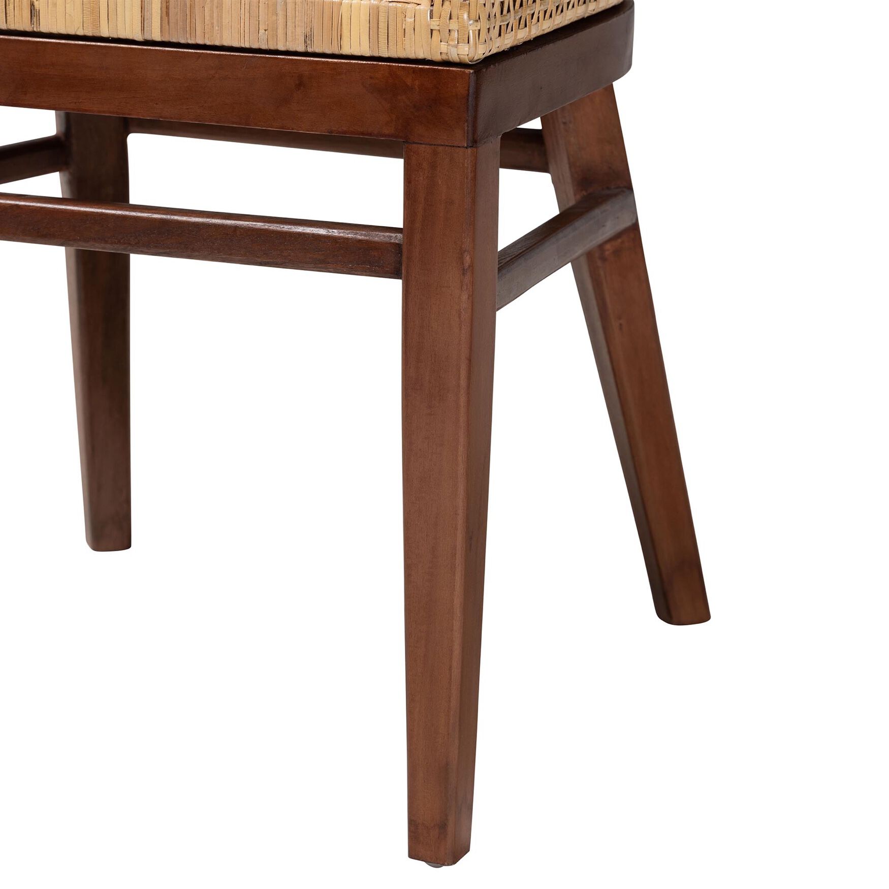 Papua Modern Bohemian Natural Rattan and Walnut Brown Acacia Wood Dining Chair, , alternate image number 11