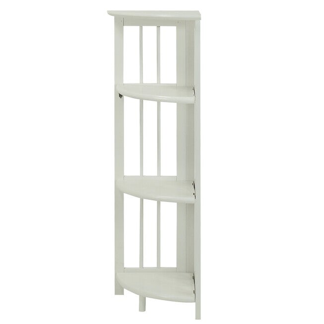 4-Shelf Corner Folding Bookcase-White, , on-hover image number 1