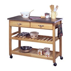 Kitchen Cart with Stainless Steel Top