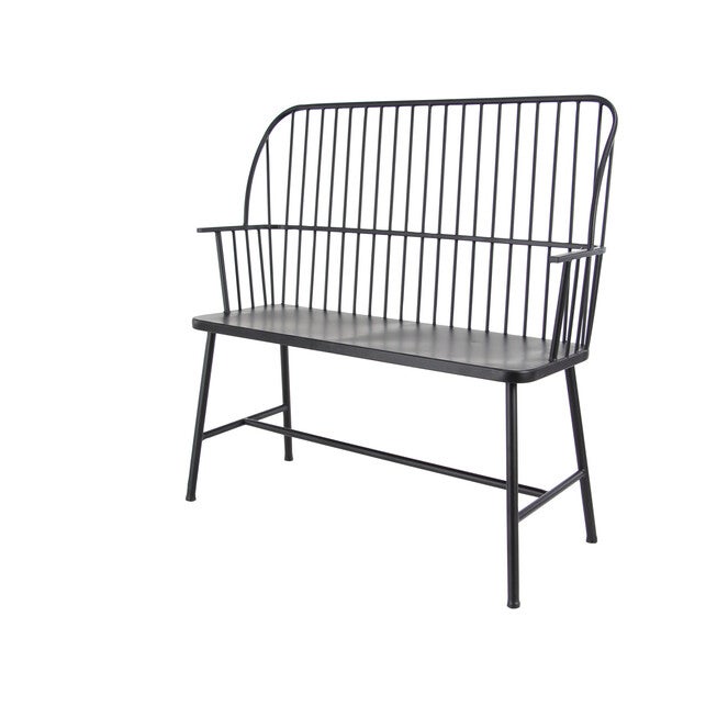 Black Metal Traditional Bench, , alternate image number 2