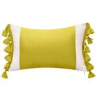 Edie @ Home Indoor/Outdoor Colorblock Tassel Fringe Decorative Throw Pillow 12X20, Citron, CITRON, hi-res image number null