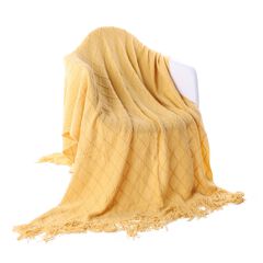 Battilo Home Soft Throw Blanket Warm & Knitted Blankets with Decorative Fringe Lightweight for Bed o