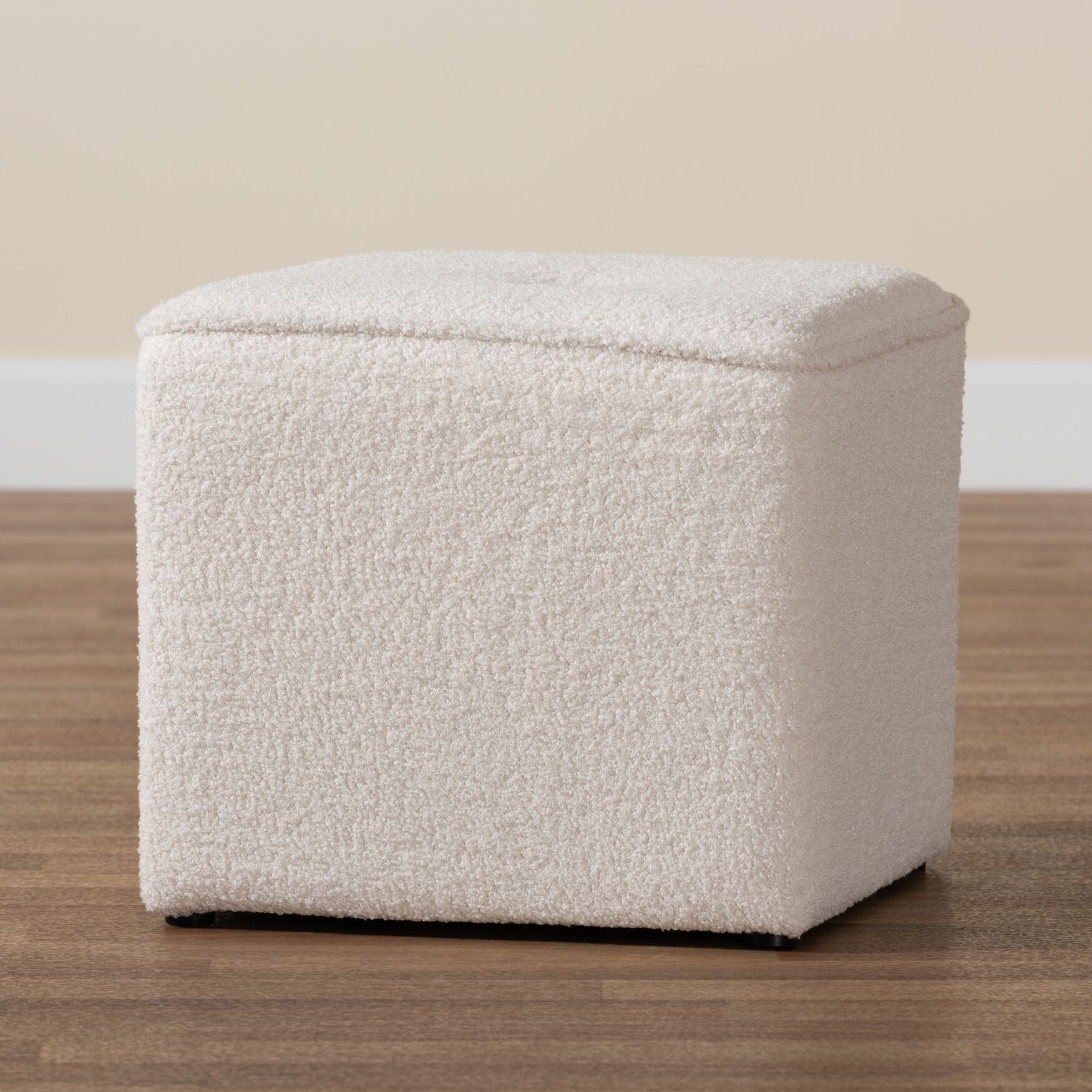 Isaiah Modern And Contemporary Ivory Boucle Upholstered Ottoman, , alternate image number 5