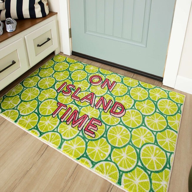 On Island Time Lime Green Kitchen Rug, , alternate image number null