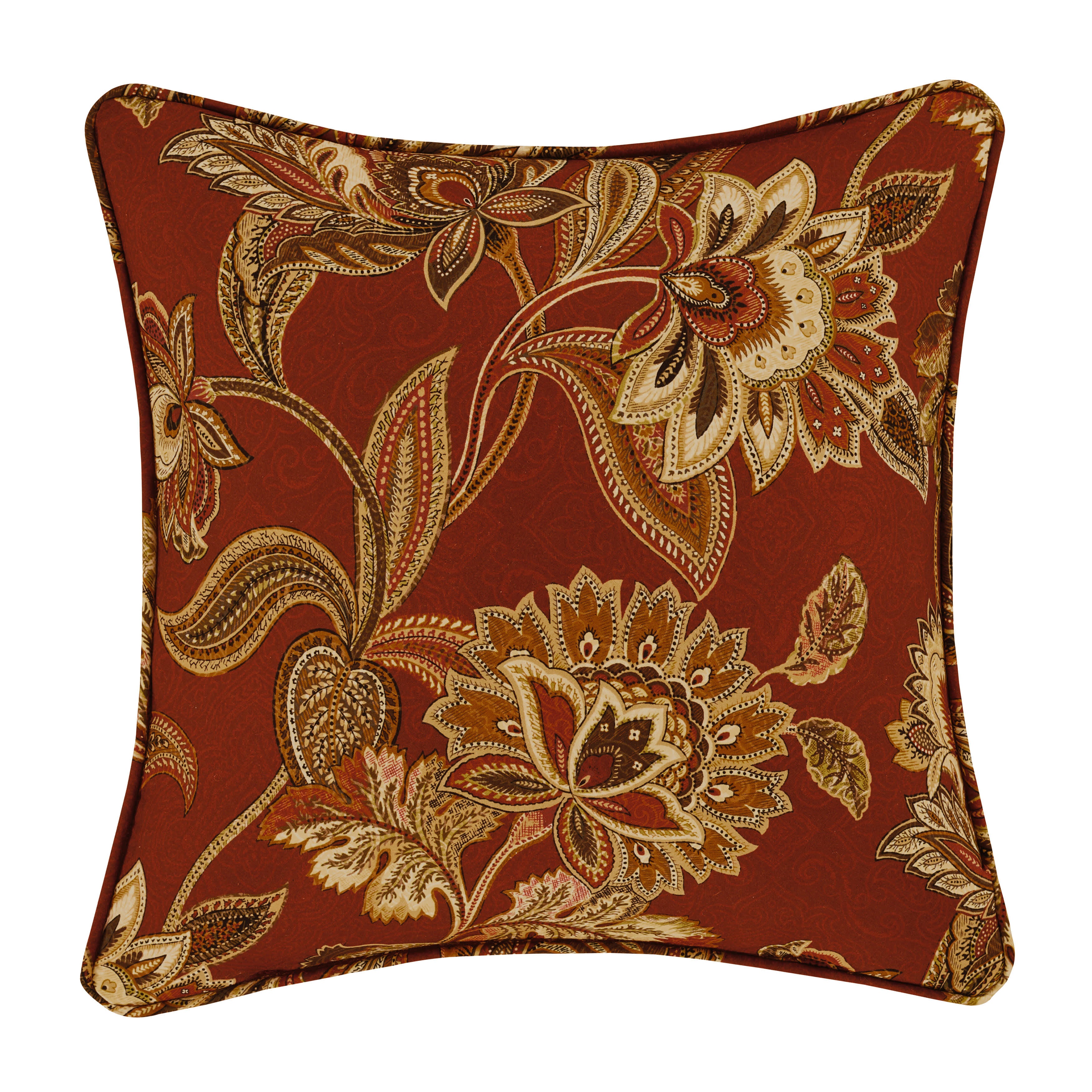 Montecito Red 16 Inch Square Decorative Throw Pillow, RED, hi-res image number null