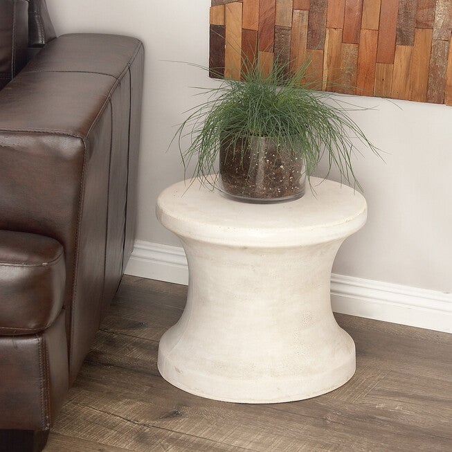 White Fiber Clay Contemporary Stool, , alternate image number null