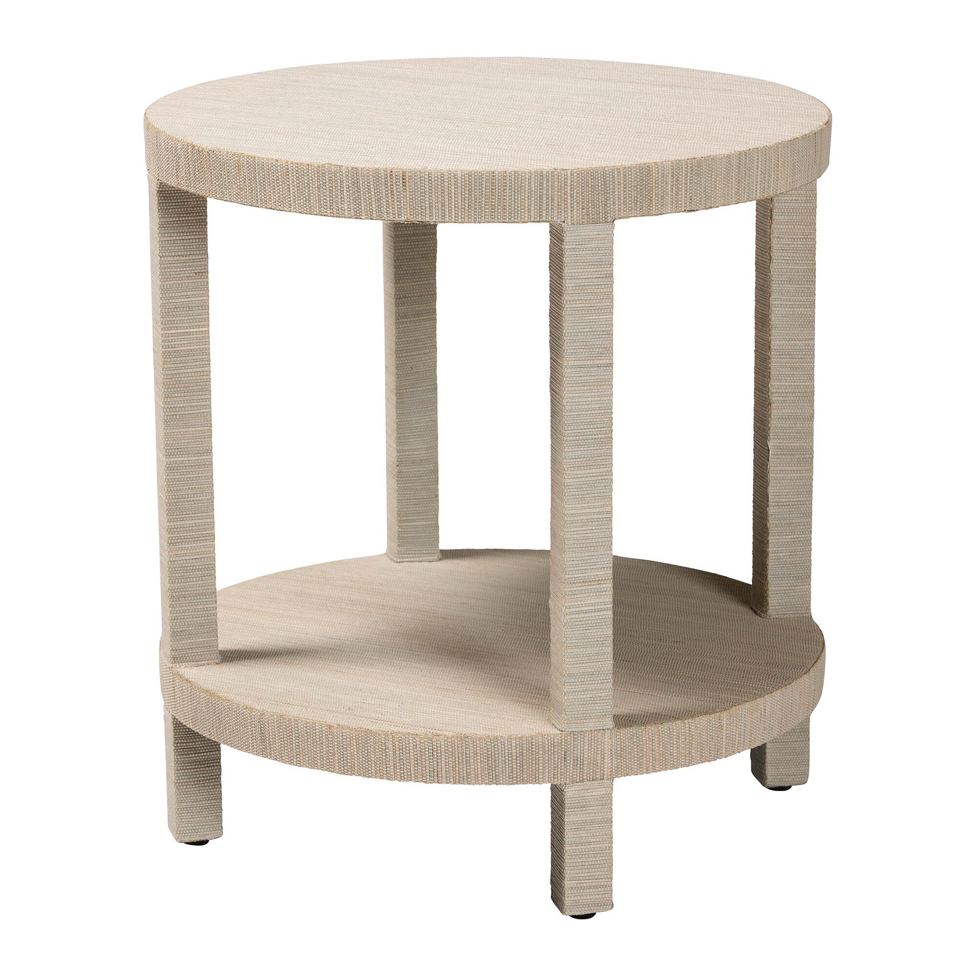 Rocco Bohemian Woven Grasscloth End Table, NATURAL, alternate image number 1