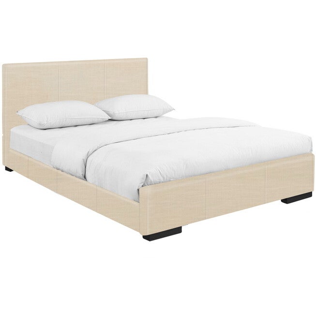 Hindes Upholstered Platform Bed, Beige, King, BEIGE, alternate image number 1