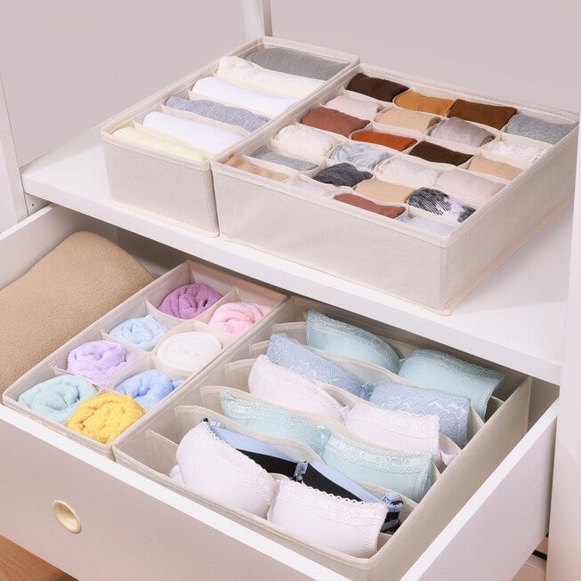 Drawer Divider Underwear Organizer Set, BEIGE, hi-res image number 0