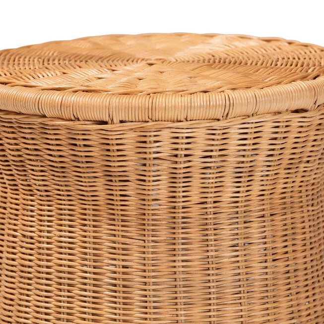 Caroline Round Natural Rattan End Table, LIGHT HONEY, alternate image number 2