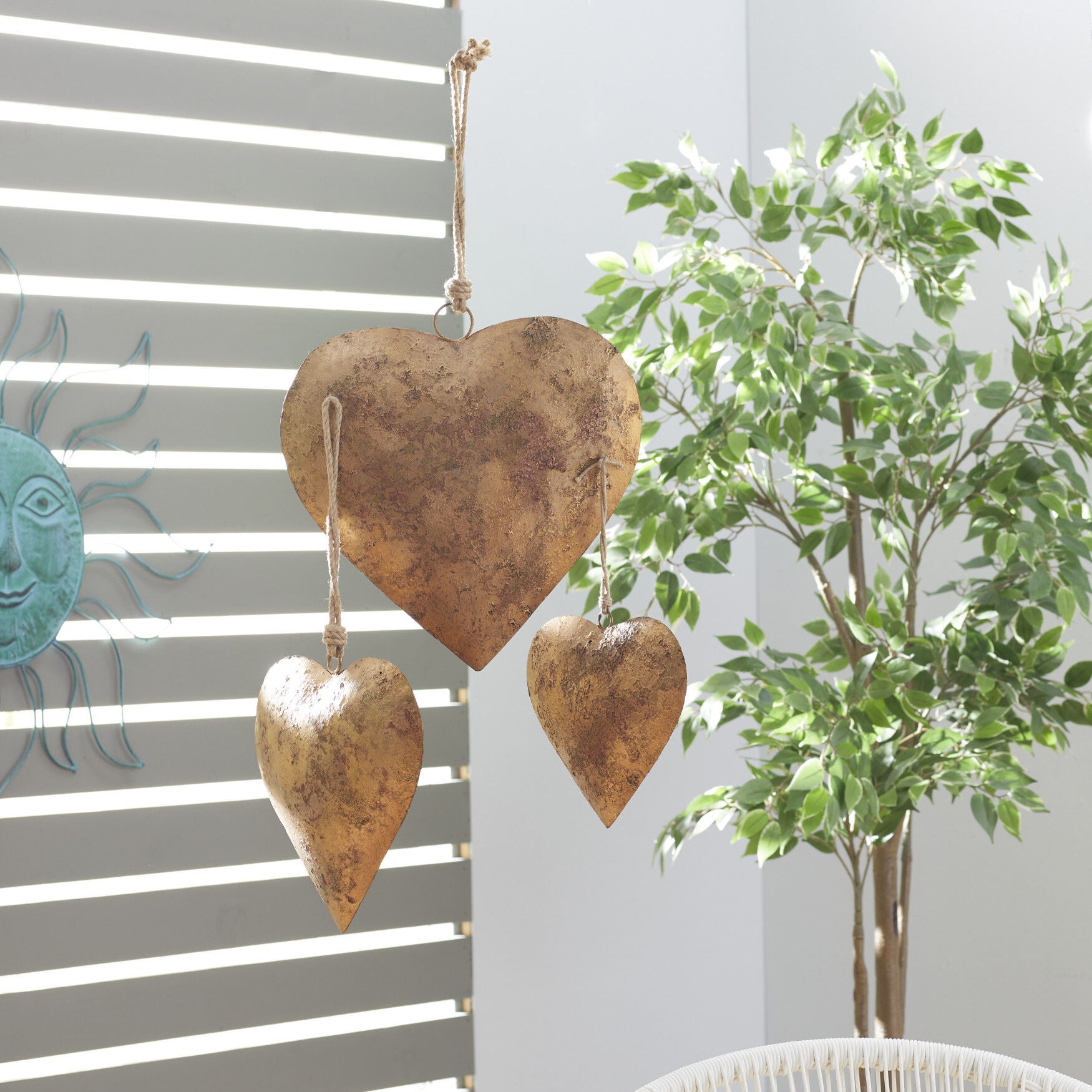 Set Of 3 Gold Metal Rustic Windchime, , alternate image number 6