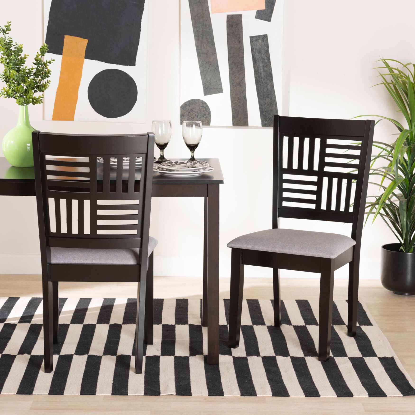 Deanna Modern Beige Fabric And Dark Brown Finished Wood 2-Piece Dining Chair Set, , alternate image number 12