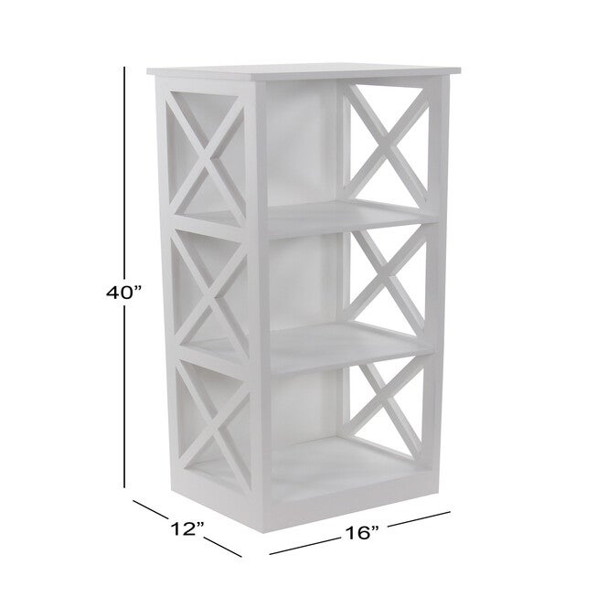 White Wood Traditional Shelving Unit, 40 inches x 16 inches x 12 inches, , alternate image number 6