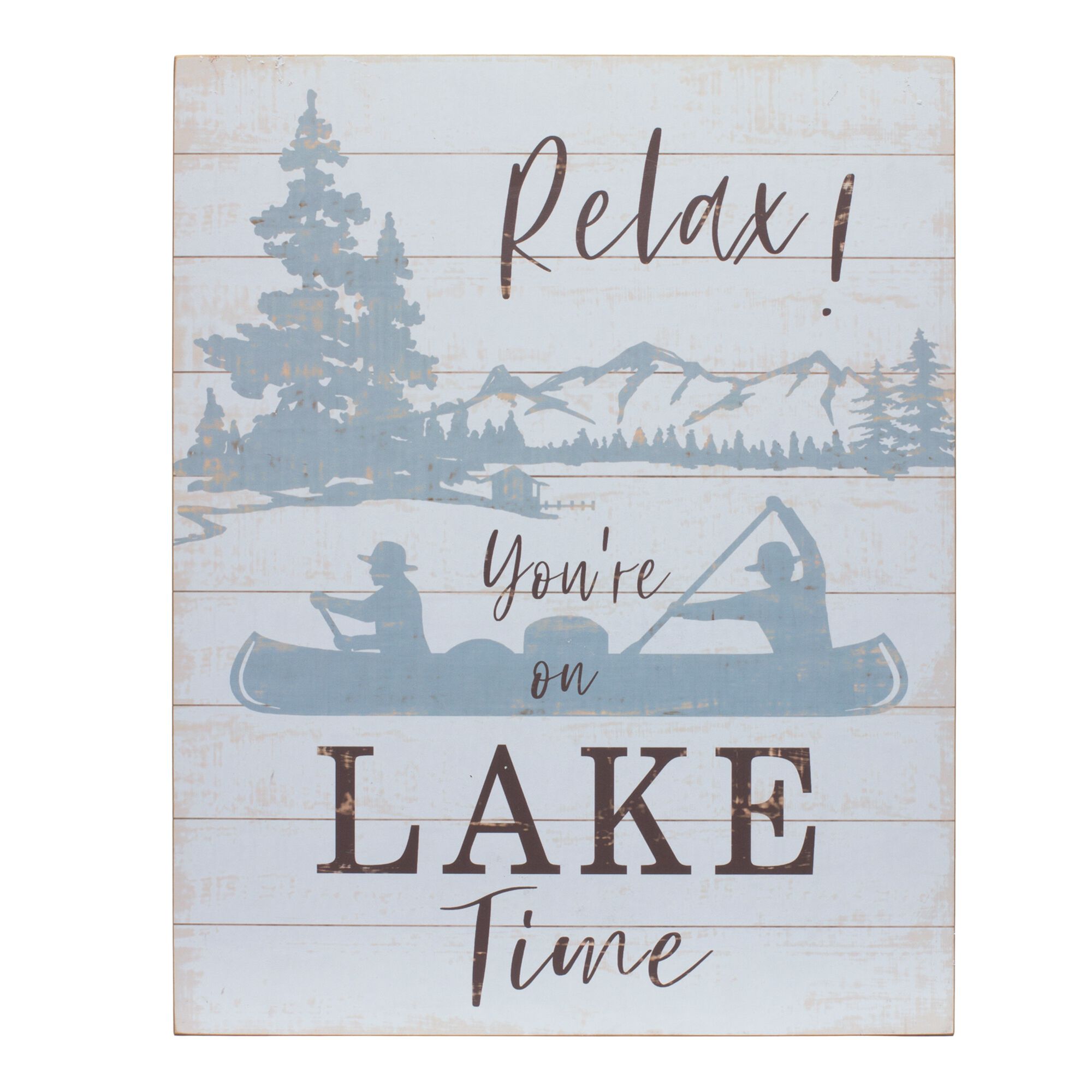 Wooden Lake Life Sentiment Sign (Set of 2), WHITE BROWN BLUE, alternate image number 1