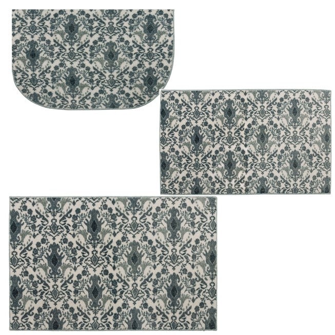 Damask Tile Navy Kitchen Rug, , alternate image number 9