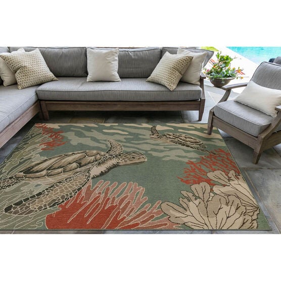 Liora Manne Riviera Seaturtles Indoor/Outdoor Rug, , alternate image number null