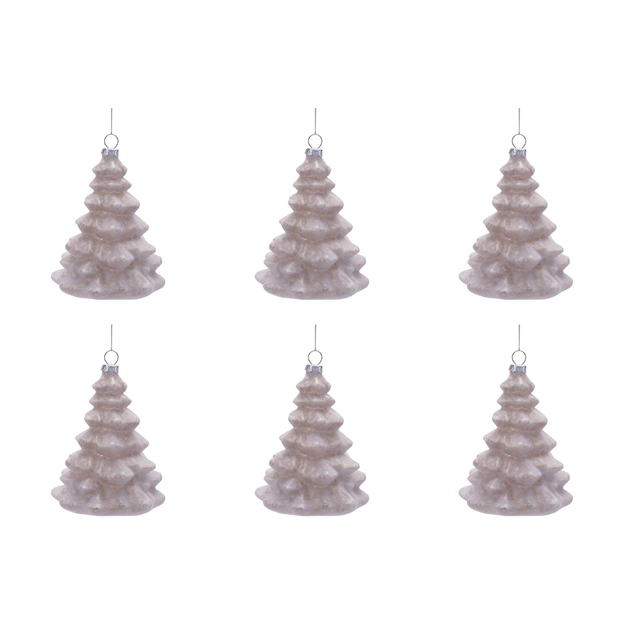 Glass Tree Ornaments (Set of 6), CREAM, alternate image number 4