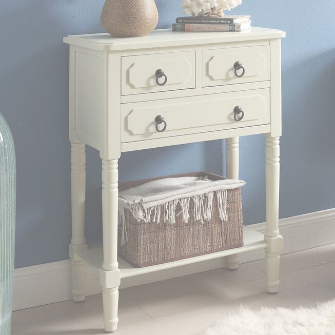 3 Drawer Chest with Open Shelf, BUTTERMILK, hi-res image number 0