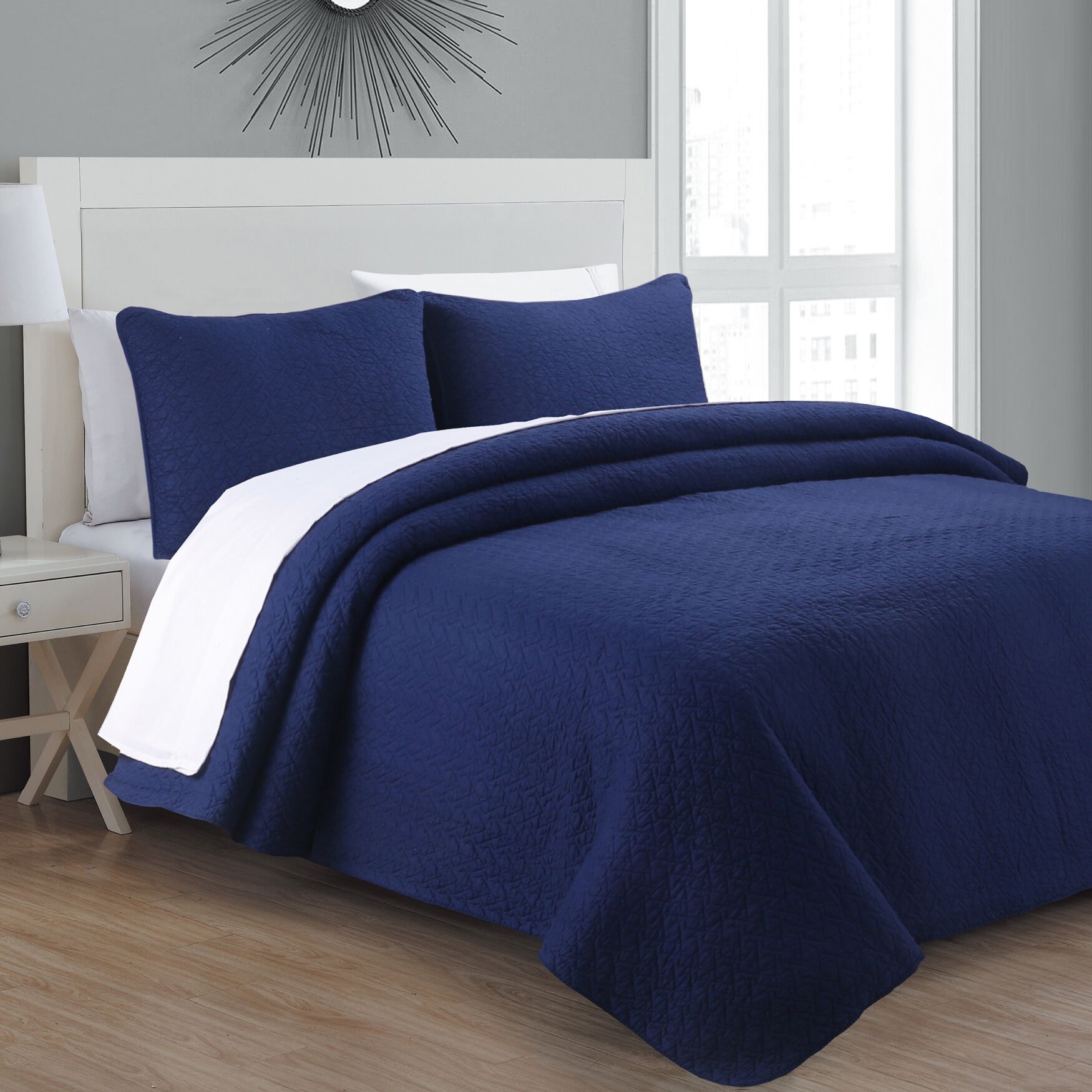 Estate Collection Tristan Quilt Set, NAVY, hi-res image number 0