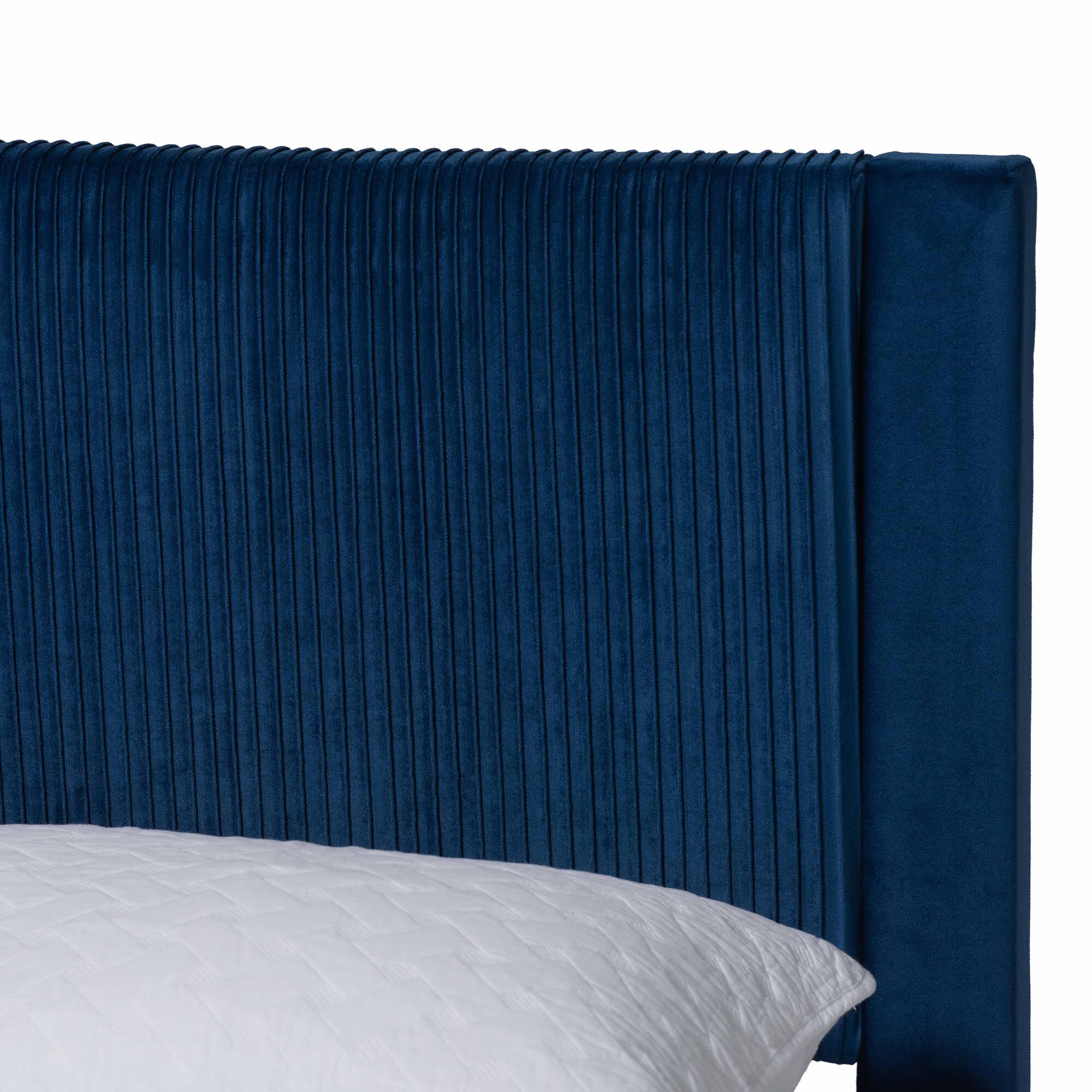 Elora Modern Pleated Velvet Queen Size Storage Bed, NAVY, alternate image number 6