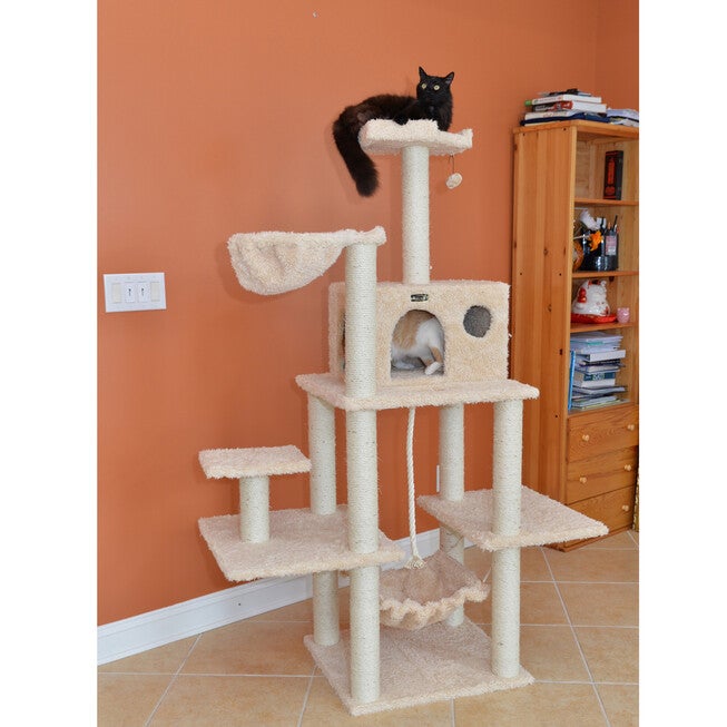 Mult-Level Real Wood Cat Tree Hammock Bed, Climbing Center, , on-hover image number 1