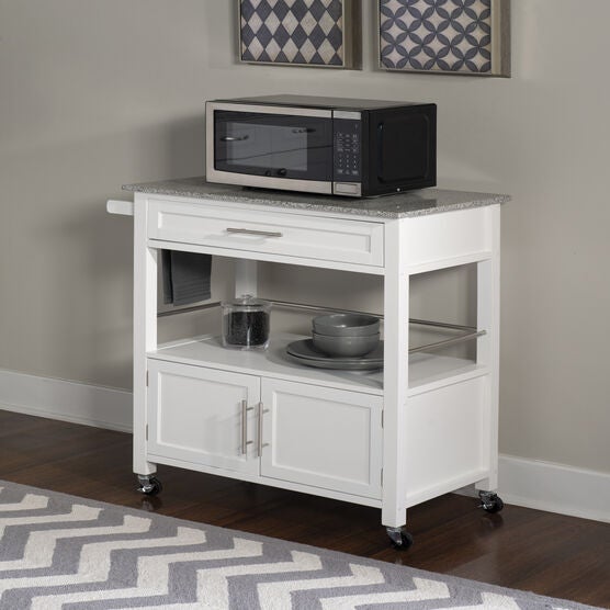 Cameron White Kitchen Cart With Granite Top, , alternate image number null