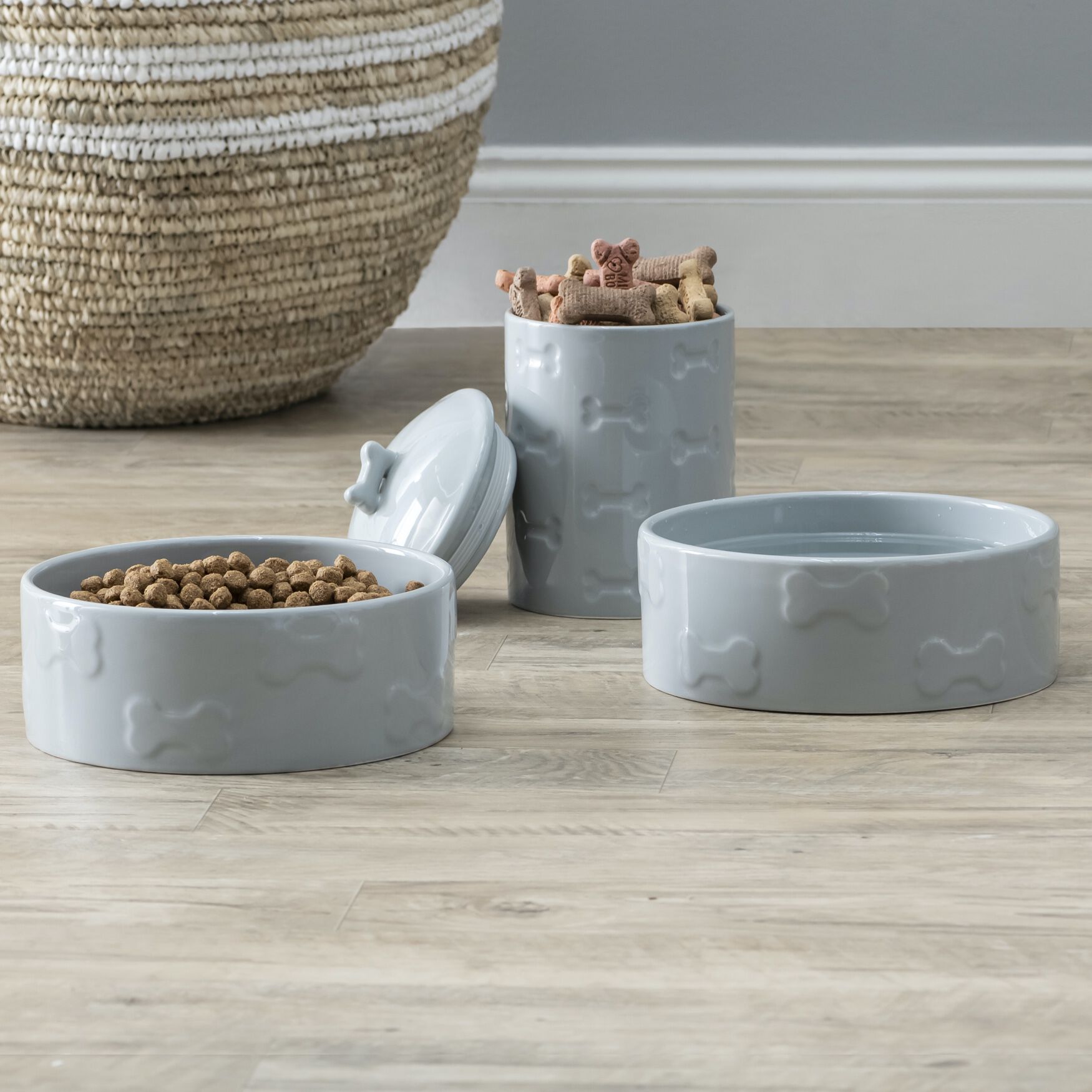 3 Piece Set Treat Jar And Pet Bowls Pet, , alternate image number 4