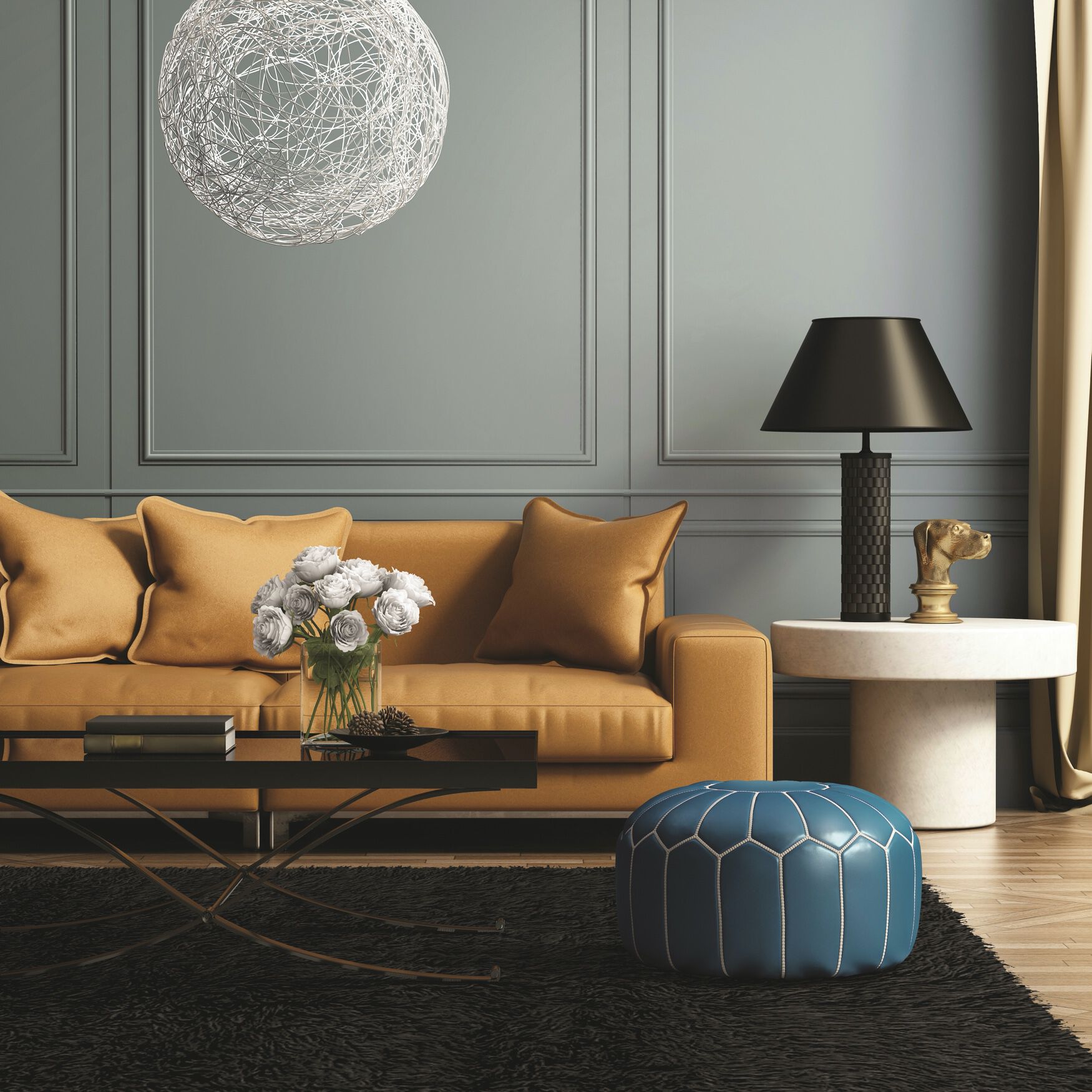 Flokati Black Rug, , alternate image number 3