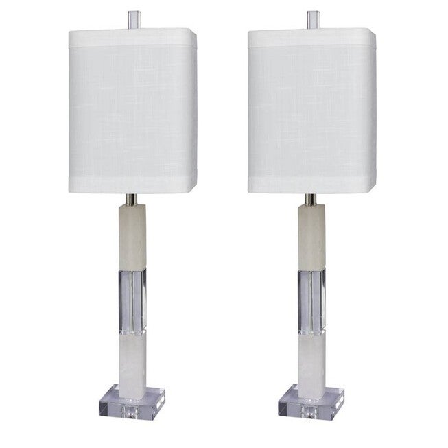 Snow Marble & Crystal 26 inches Table Lamp, Set 2, MARBLE, hi-res image number 0