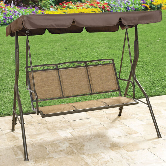 Extra Wide Textured Vinyl 3-Seat Swing, TAUPE, hi-res image number null