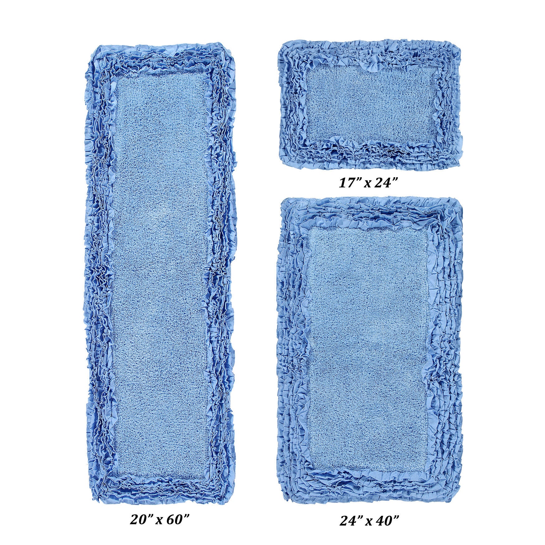 Shaggy Border Bath Rug Mat, 3-Pc. Set, BLUE, hi-res image number 0