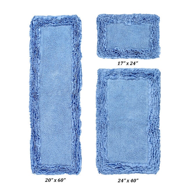 Shaggy Border Bath Rug Mat, 3-Pc. Set, BLUE, hi-res image number 0