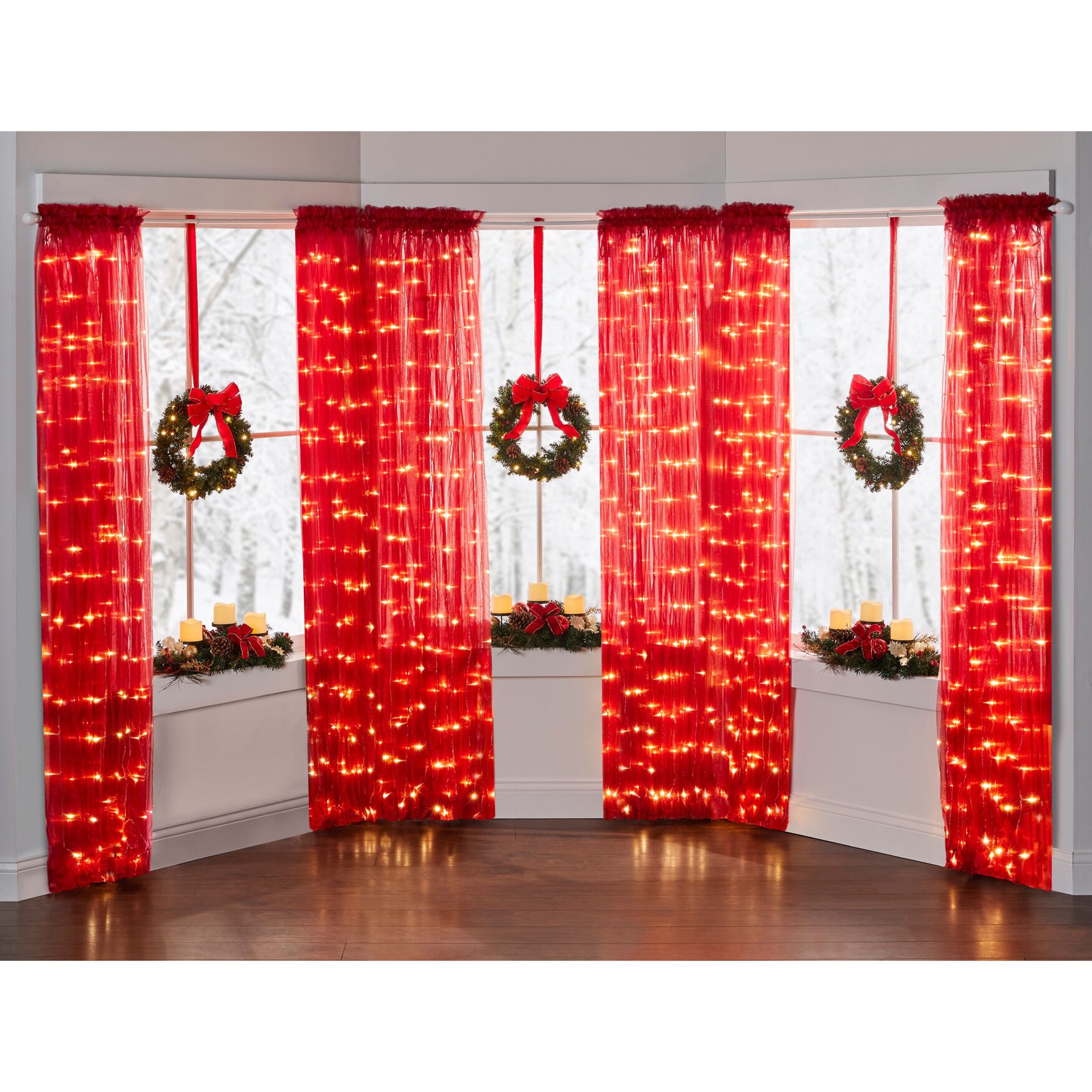 Set Of 3 Cordless Pre-Lit Mini Christmas Wreaths, , alternate image number 2
