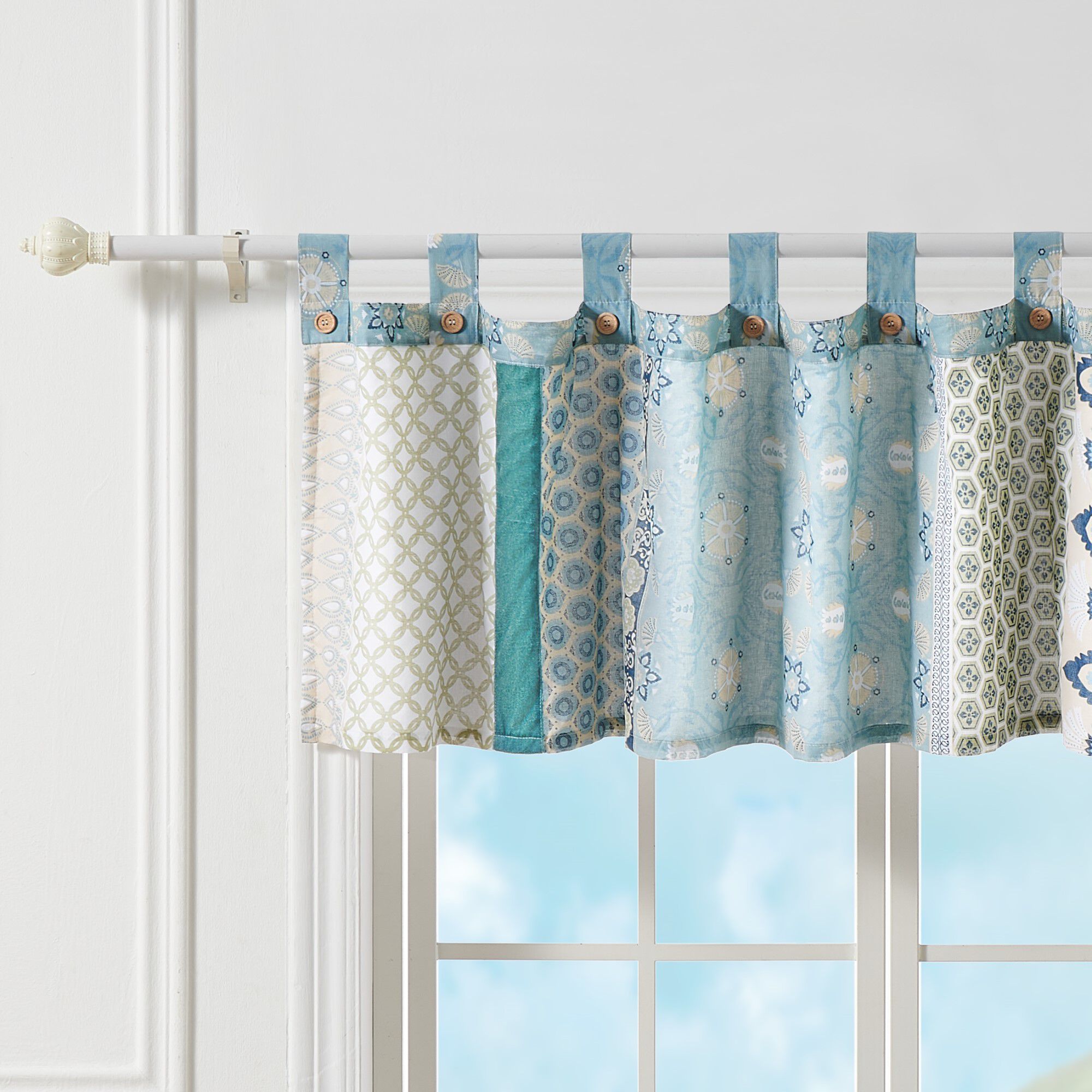 Thalia Window Valance Curtains, Tango, BLUE, hi-res image number 0