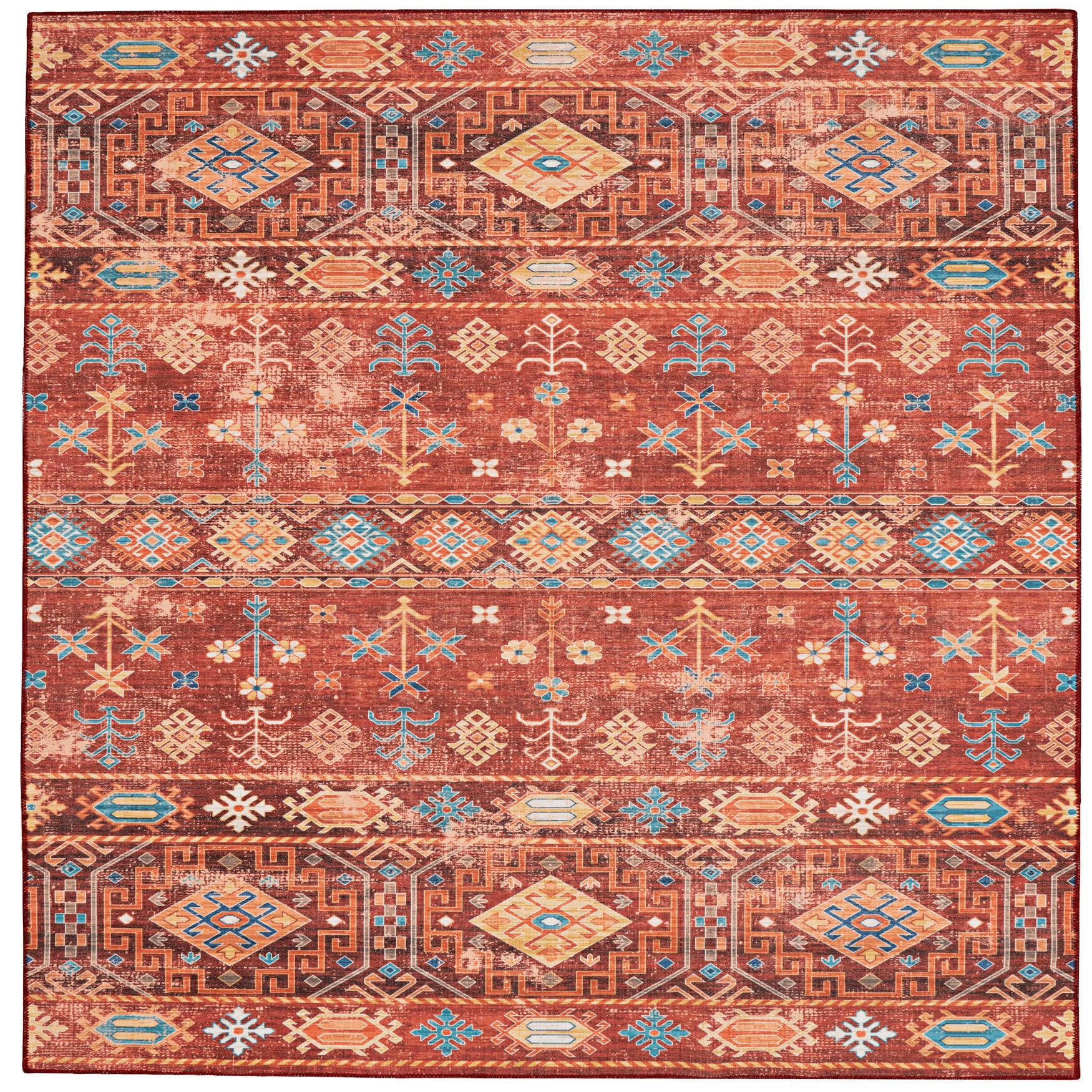 Washable Devlin Red/Ivory Rug, RED, hi-res image number 0