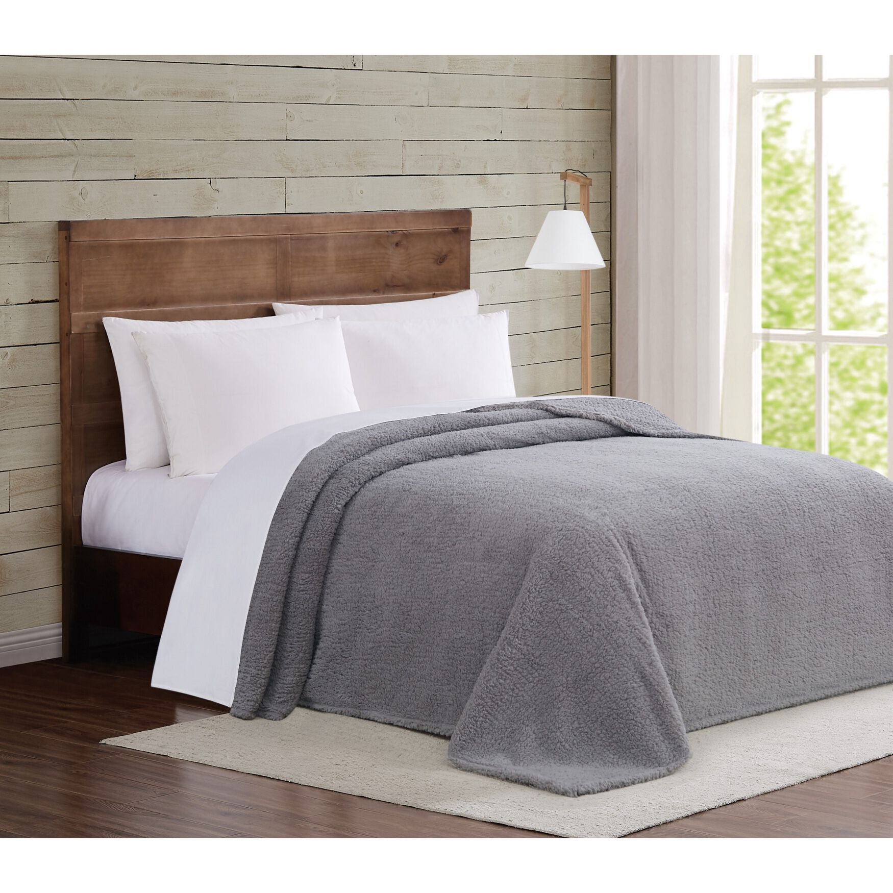 Marshmallow Sherpa Blanket, GREY, hi-res image number 0