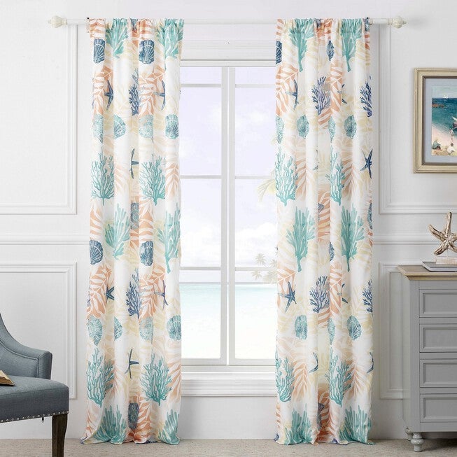 Montego Window Curtain Panel Pair, AQUA, hi-res image number null