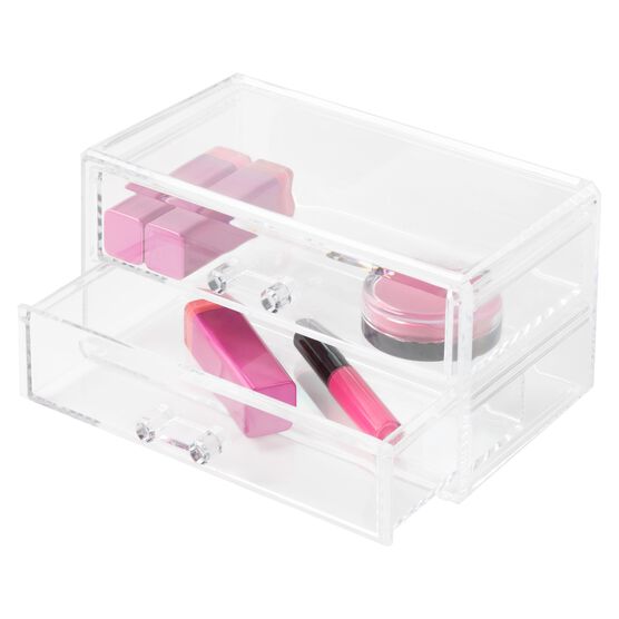 Acrylic Clearly Chic 2 Drawer Stackable Cosmetic Organizer, CLEAR, hi-res image number null