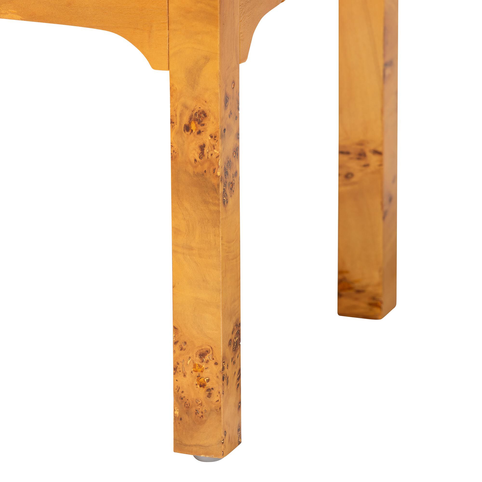 Kayla Modern and Contemporary Natural Light Mappa Real Burl Wood 2-Drawer Nightstand, BURL, alternate image number 6